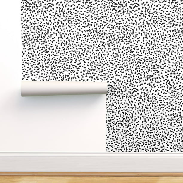 Peel-and-Stick Removable Wallpaper Black And White Dalmatian Animal Brushstroke 